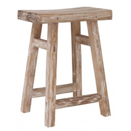 Tabouret bois de teck recyclé style campagne brut artisanal HK Living