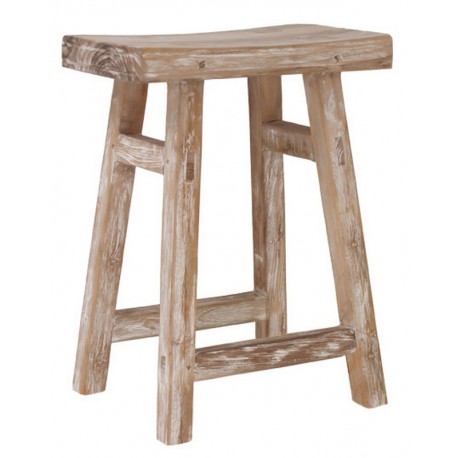 tabouret bois de teck recycle style campagne brut artisanal  hk living HAP6093