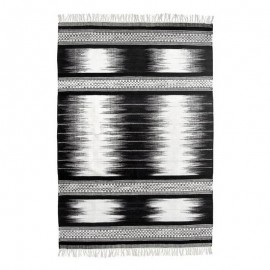 HK Living Kelim handgewebter Wollteppich in Schwarz und Weiß, 120 x 180 cm