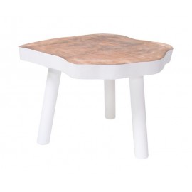 Table basse tronc d'arbre brut manguier blanc HK Living tree table D 65 cm